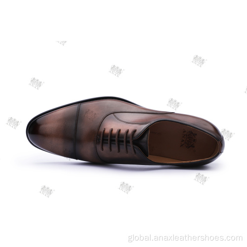 Men Leather Dress Shoes Leather Lace-up Casual Shoes with Rubber Sole Manufactory